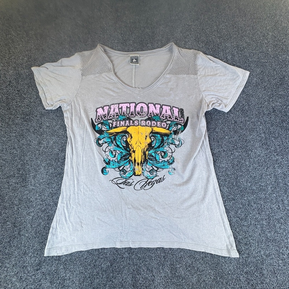 Prorodeo National Finals Rodeo Las Vegas T-Shirt Womens 2XL Gray Logo Graphic